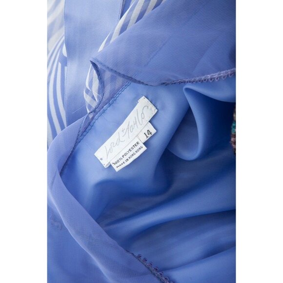 Vtg Lord & Taylor Blue And White  Stripe Dress With Belt Bows Imprinted On Base - Picture 4 of 8